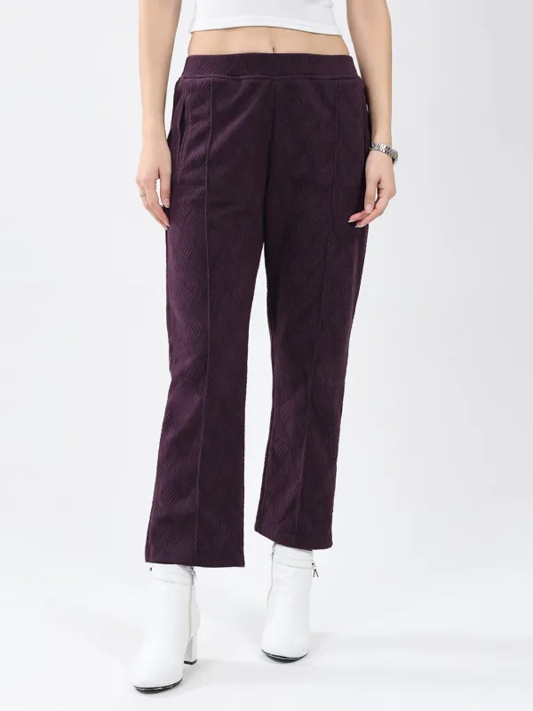 Women Purple Self Design Regular Fit Winter Lower sold by Monte Carlo