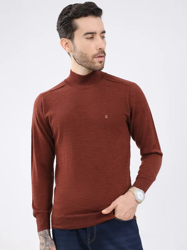 Luxuria Men Rust Solid High Neck Full Sleeve Pullover sold by Monte Carlo