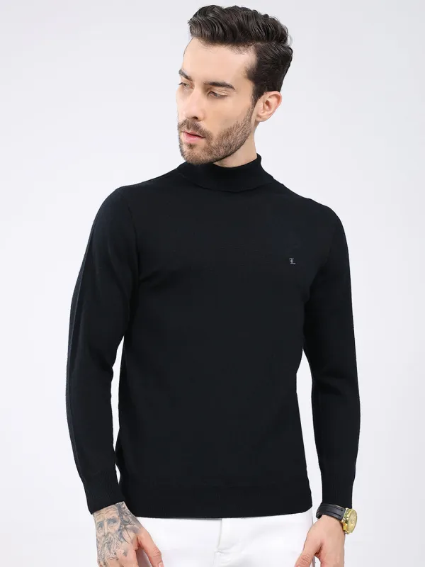 Luxuria Men Black Solid High Neck Full Sleeve Pullover sold by Monte Carlo