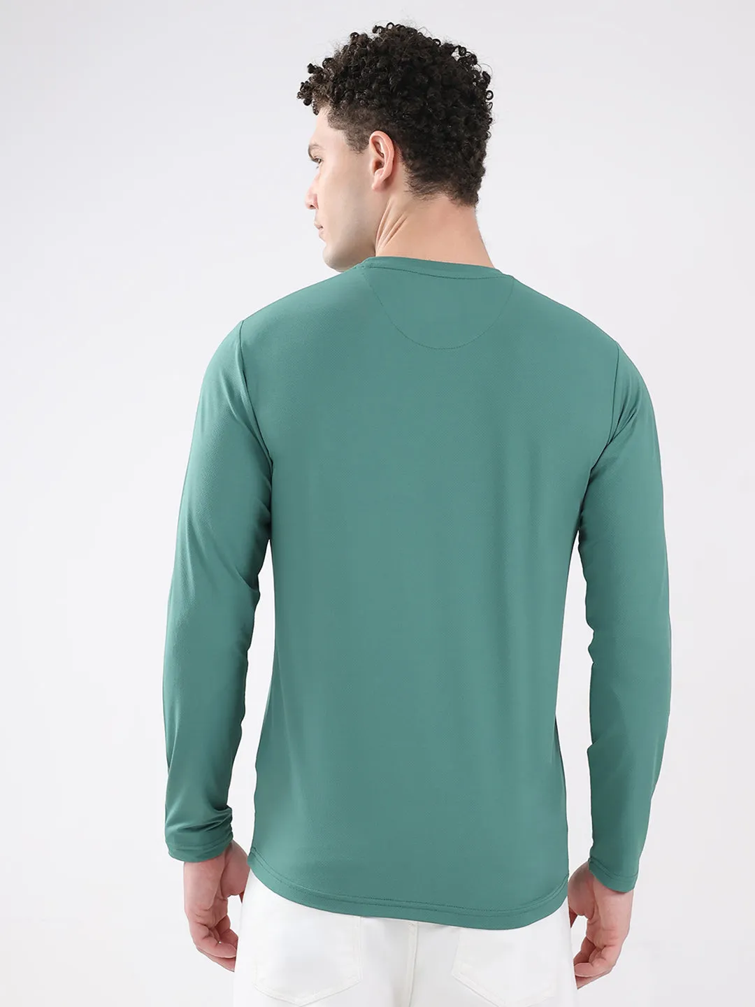 Rock.it Men Green Printed Round Neck Full Sleeve Winter T-Shirt sold by Monte Carlo product image thumbnail 5