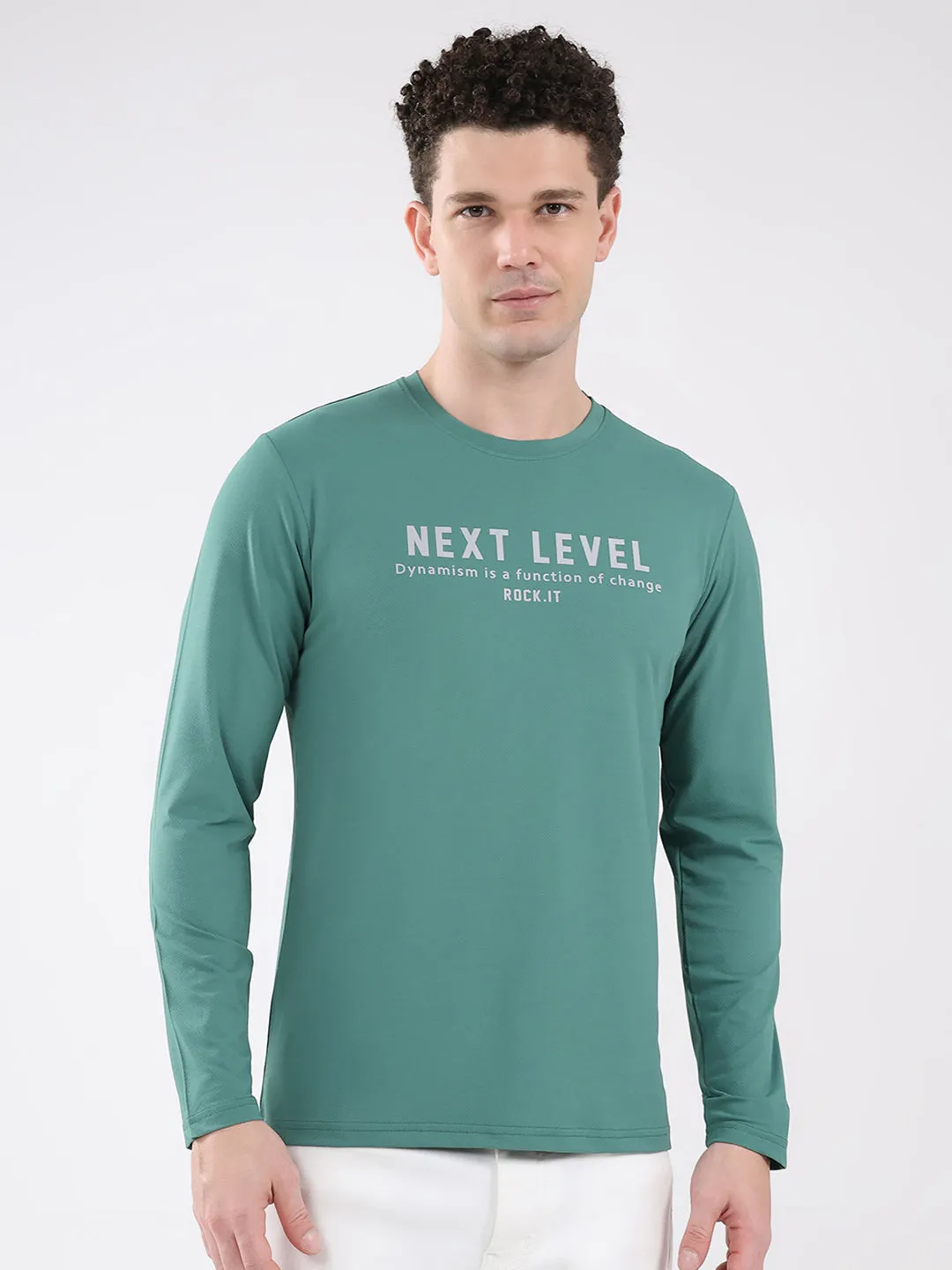 Rock.it Men Green Printed Round Neck Full Sleeve Winter T-Shirt sold by Monte Carlo