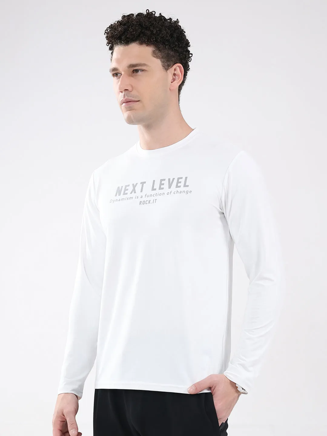 Rock.it Men White Printed Round Neck Full Sleeve Winter T-Shirt sold by Monte Carlo product image thumbnail 3