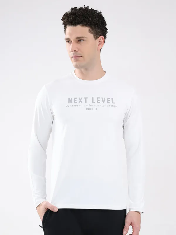 Rock.it Men White Printed Round Neck Full Sleeve Winter T-Shirt made by Monte Carlo