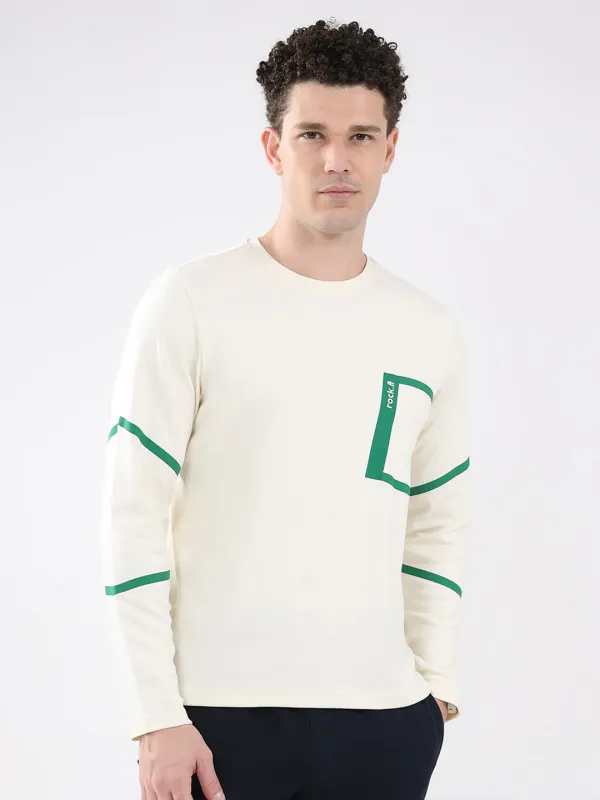 Rock.it Men Off White Solid Round Neck Full Sleeve Winter T-Shirt made by Monte Carlo