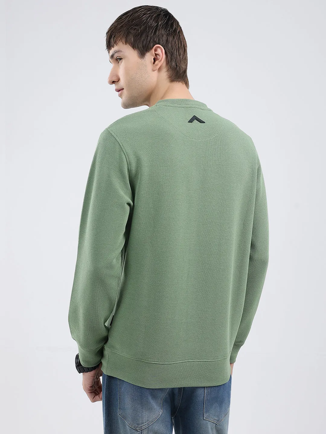 Rock.it Men Green Solid Round Neck Full Sleeve Winter T-Shirt sold by Monte Carlo product image thumbnail 5