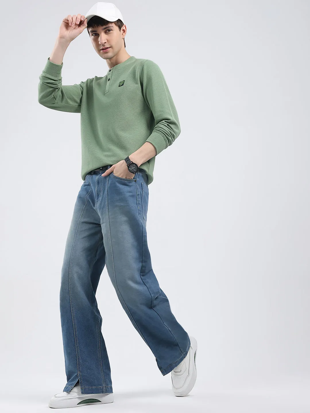 Rock.it Men Green Solid Round Neck Full Sleeve Winter T-Shirt sold by Monte Carlo product image thumbnail 2