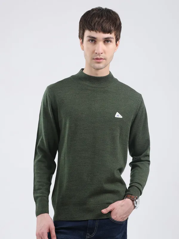 Men Green Solid Turtle Neck Full Sleeve Pullover sold by Monte Carlo