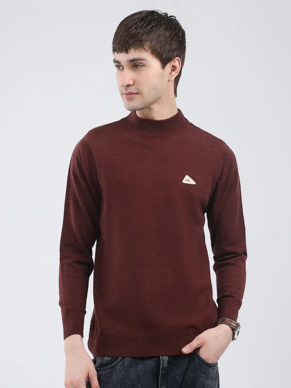 Men Brown Solid Turtle Neck Full Sleeve Pullover sold by Monte Carlo