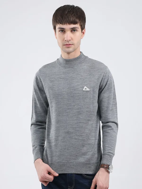 Men Grey Solid Turtle Neck Full Sleeve Pullover sold by Monte Carlo