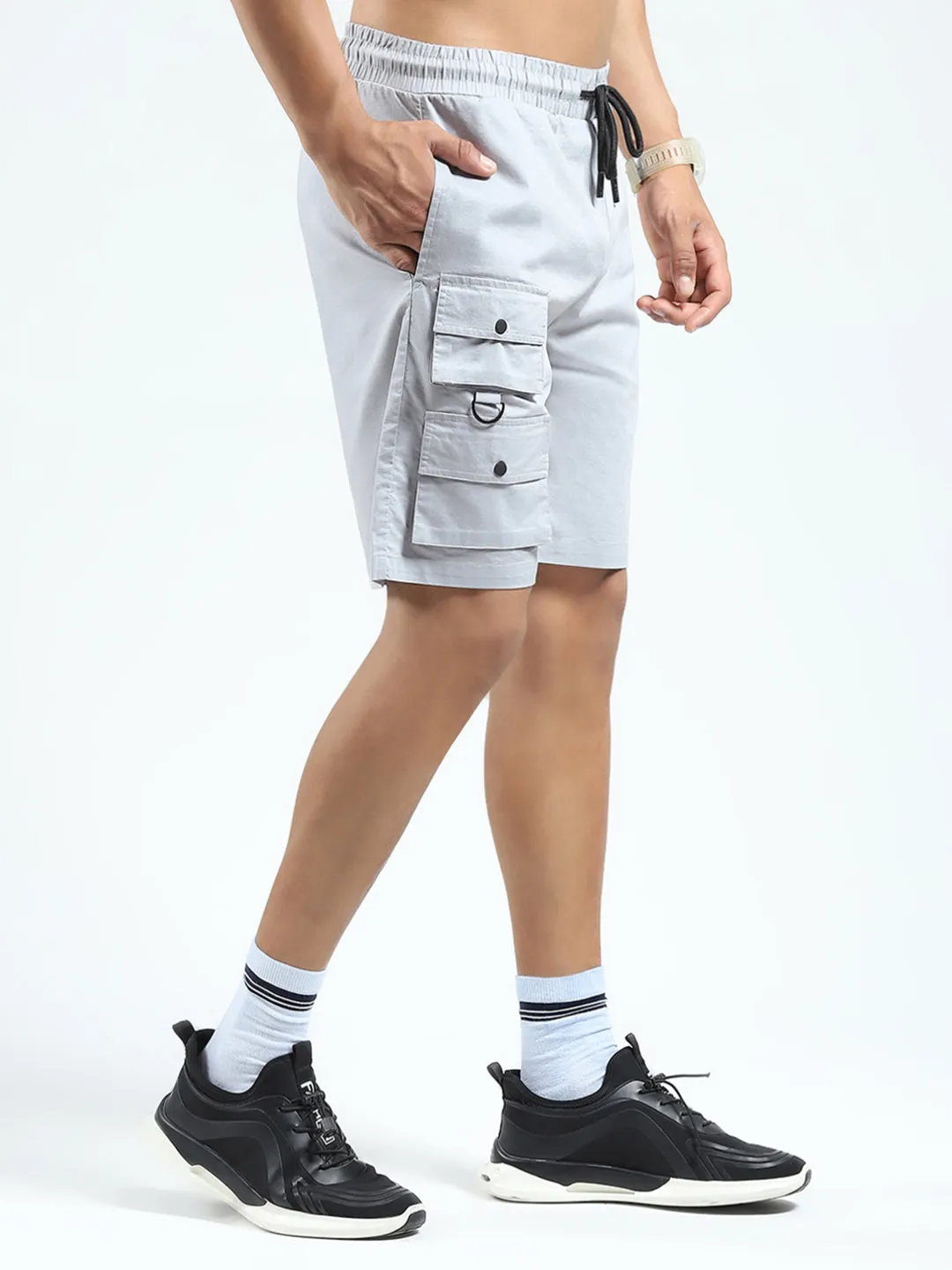 Rock.it Men Grey Solid Regular Fit Shorts sold by Monte Carlo product image thumbnail 4