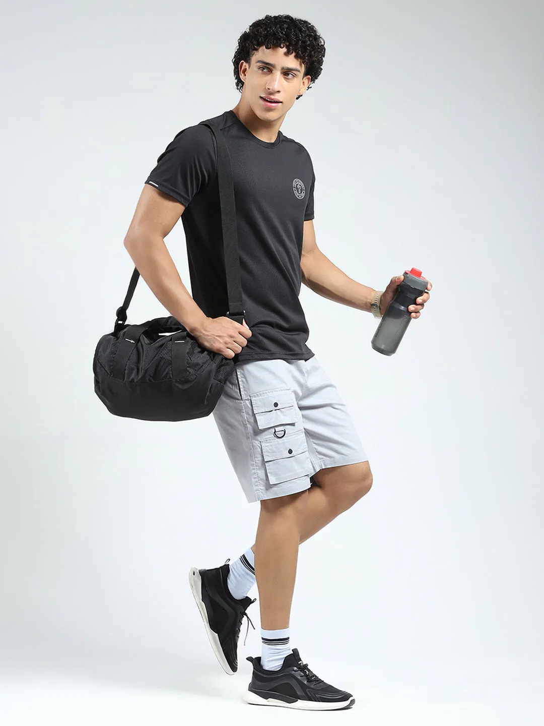 Rock.it Men Grey Solid Regular Fit Shorts sold by Monte Carlo product image thumbnail 2