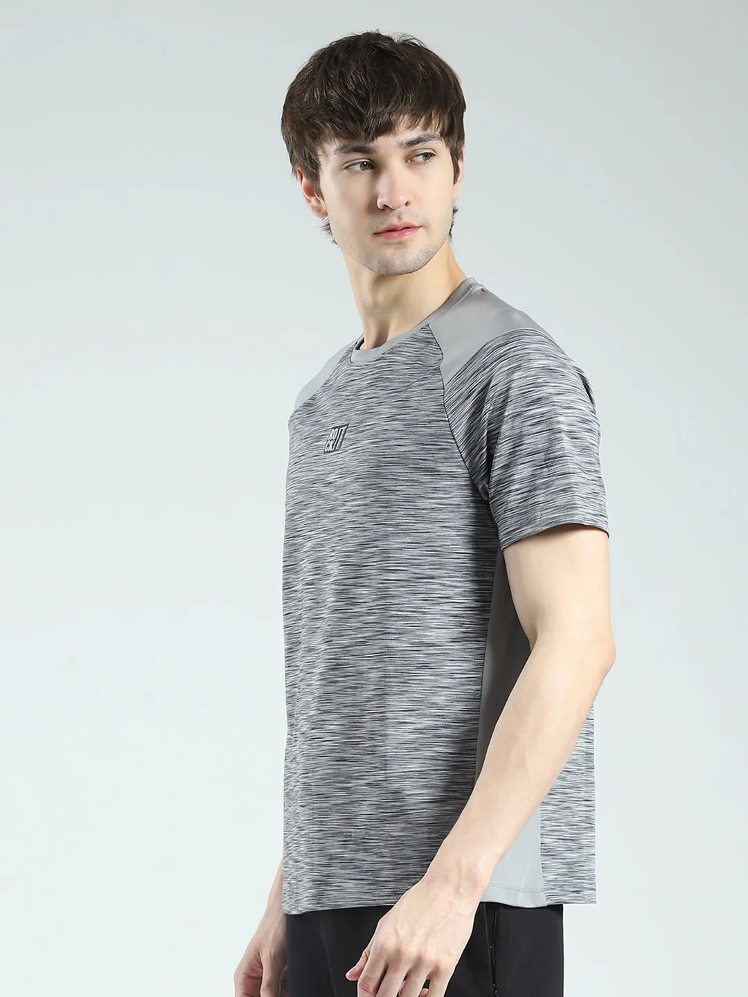 Rock.it Men Grey Solid Round Neck Half Sleeve T-Shirt sold by Monte Carlo product image thumbnail 3