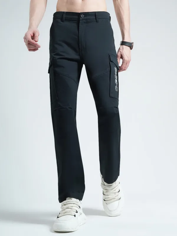 Men Navy Blue Solid Slim Fit Cargo sold by Monte Carlo