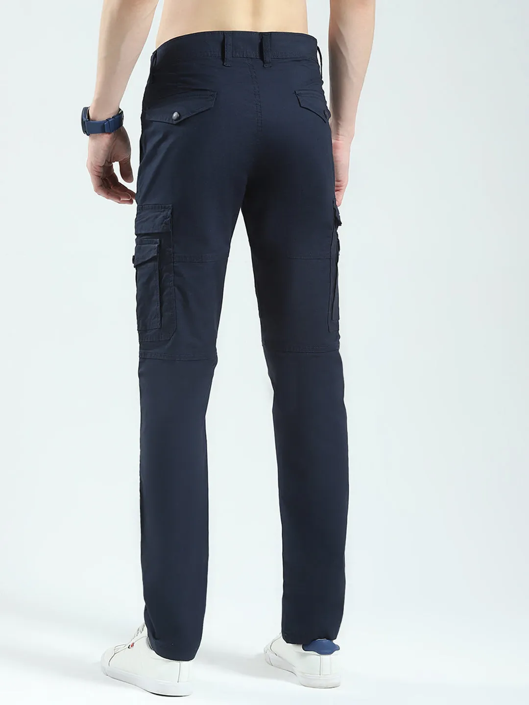 Men Navy Blue Solid Slim Fit Cargo sold by Monte Carlo product image thumbnail 5