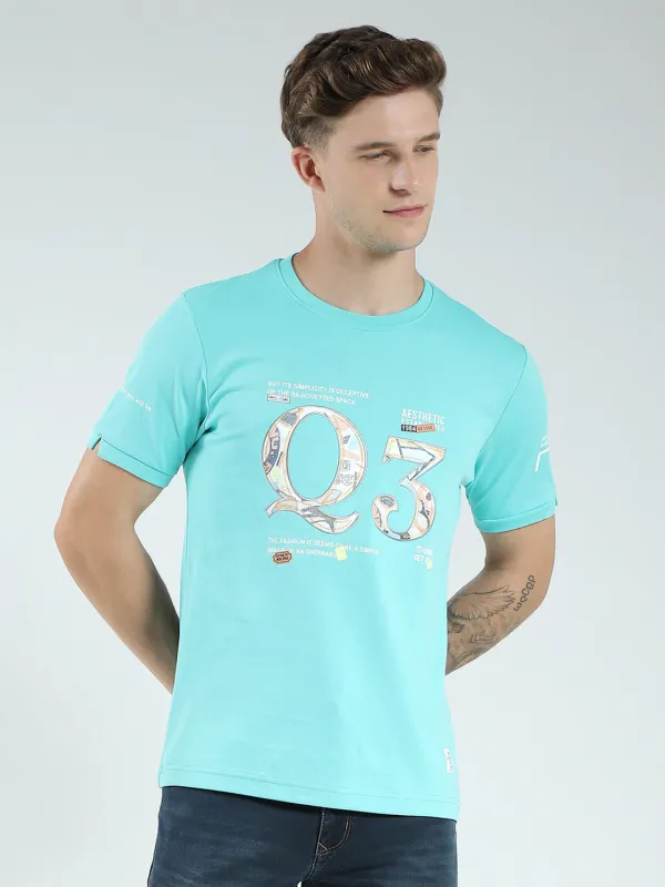 Men Green Printed Round Neck Half Sleeve T-Shirt made by Monte Carlo