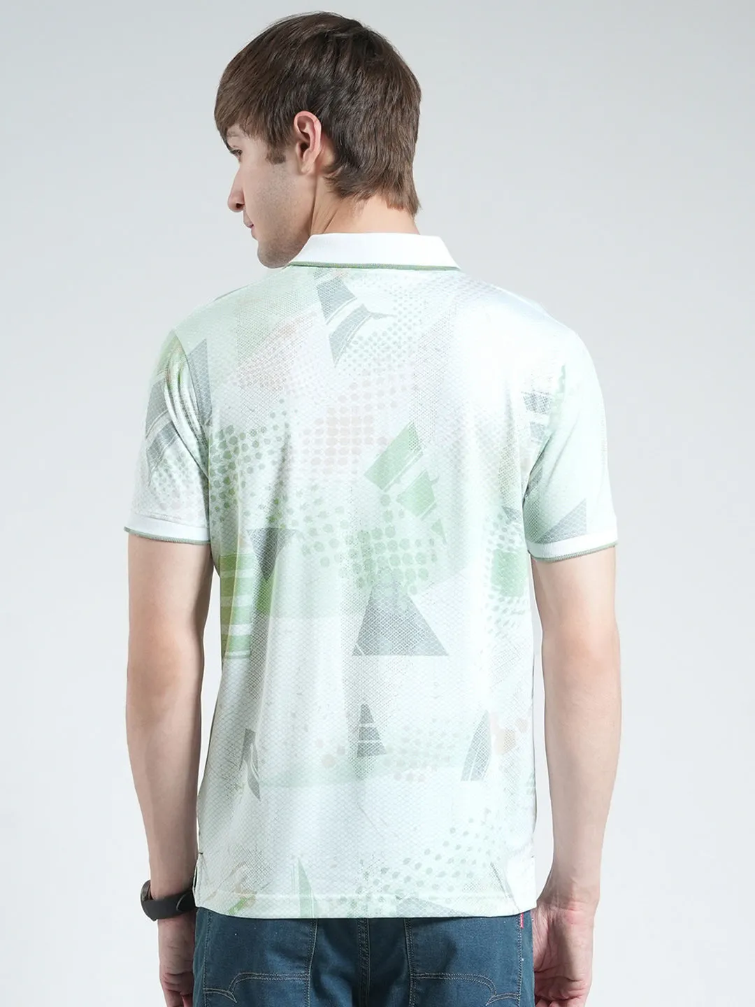 Men Green Printed Collar Half Sleeve T-Shirt sold by Monte Carlo product image thumbnail 5