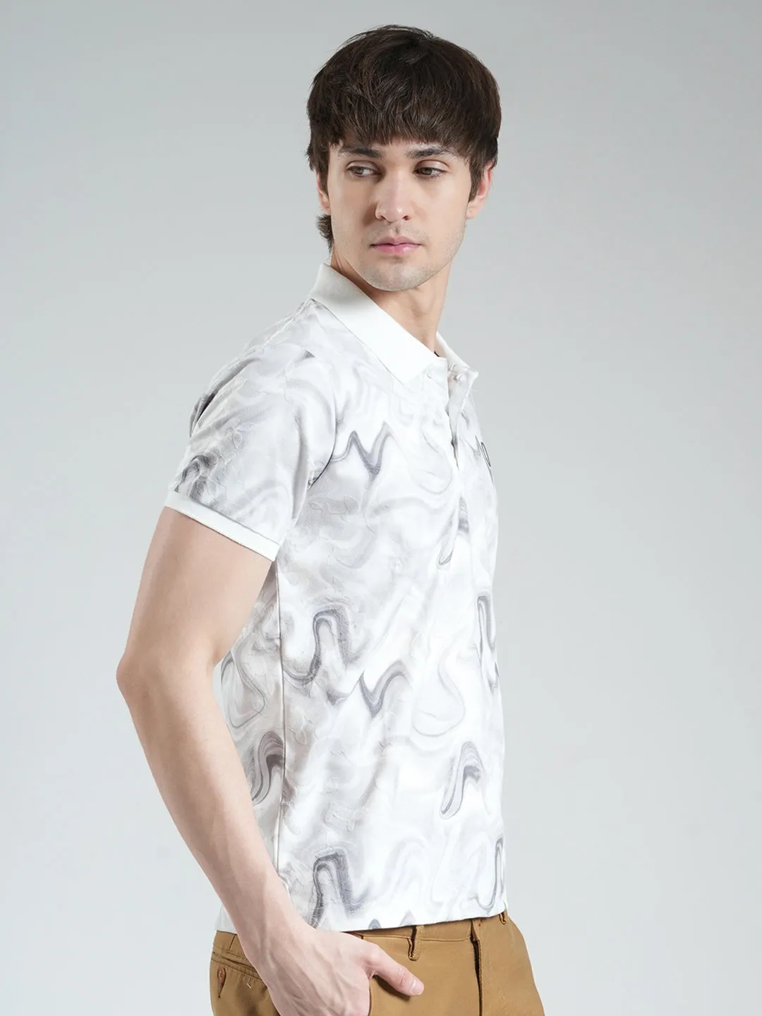 Men Grey Printed Collar Half Sleeve T-Shirt sold by Monte Carlo product image thumbnail 4