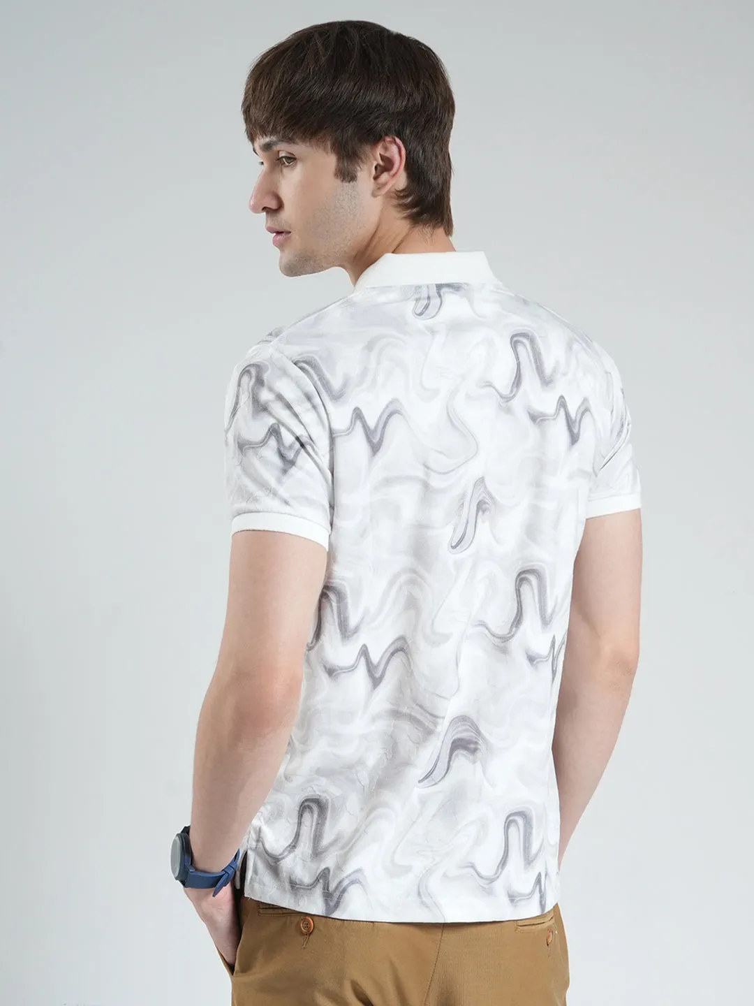 Men Grey Printed Collar Half Sleeve T-Shirt sold by Monte Carlo product image thumbnail 5