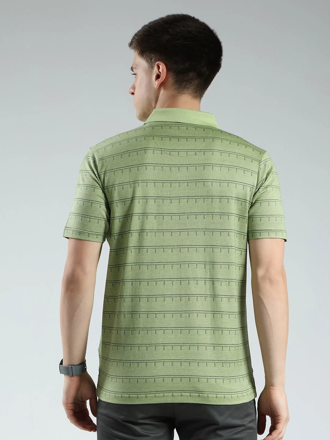 Luxuria Men Green Stripe Collar Half Sleeve T-Shirt sold by Monte Carlo product image thumbnail 5