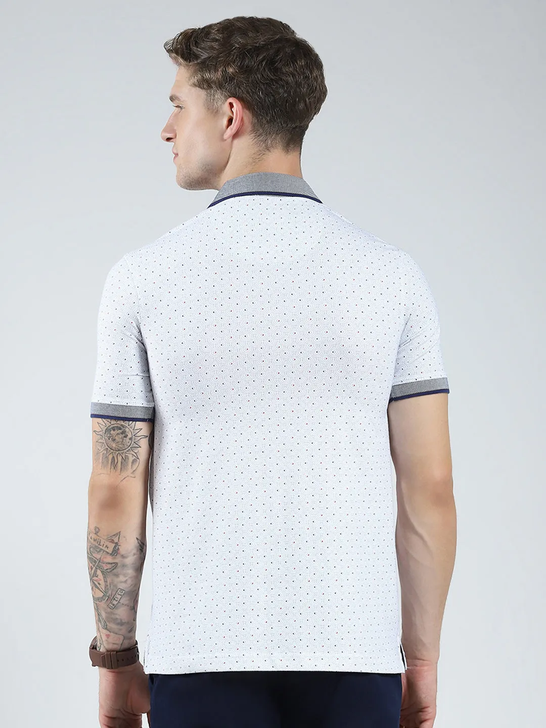 Men White Solid Collar Half Sleeve T-Shirt sold by Monte Carlo product image thumbnail 5