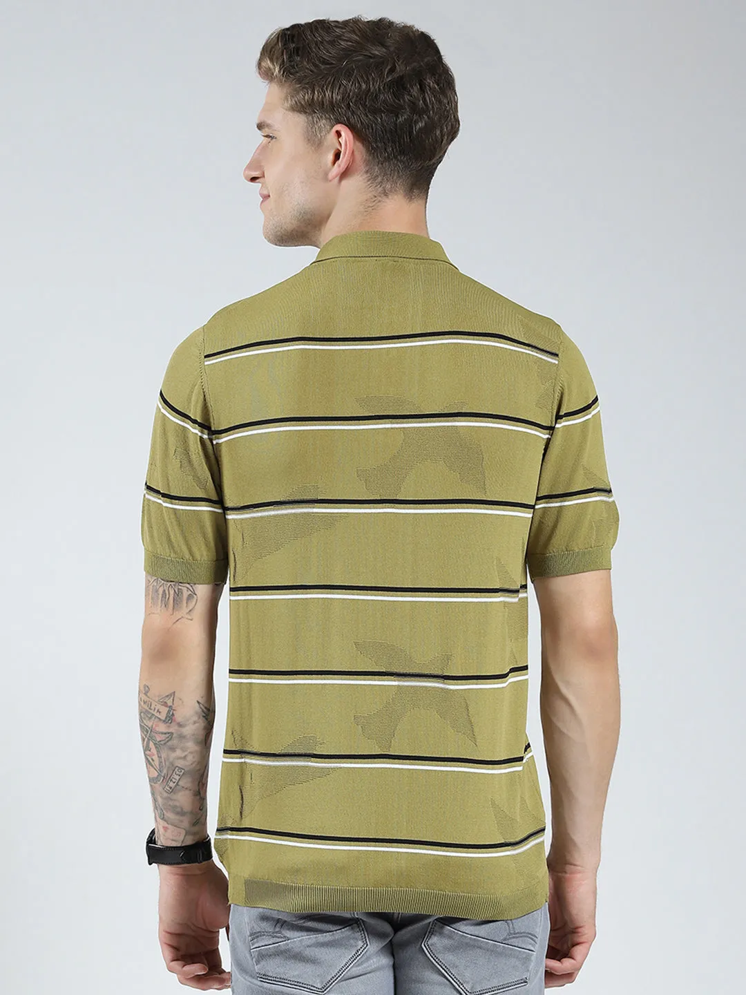 Men Green Solid Collar Half Sleeve T-Shirt sold by Monte Carlo product image thumbnail 5