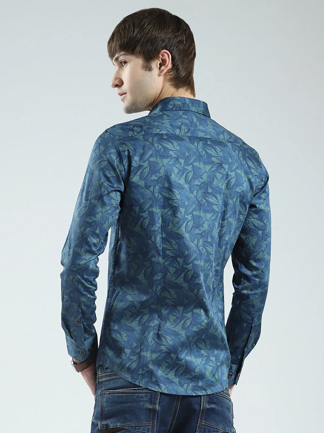 Men Green Printed Collar Full Sleeve Shirt sold by Monte Carlo product image thumbnail 5