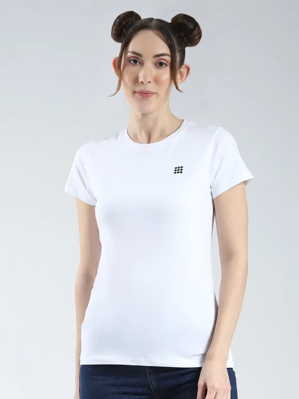 Rock.it Women White Solid Round Neck Half Sleeve Top sold by Monte Carlo