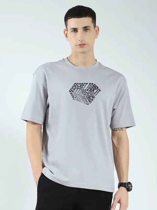 Rock.it Men Grey Printed Round Neck Half Sleeve T-Shirt sold by Monte Carlo