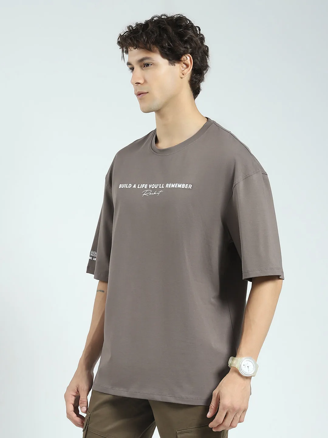 Rock.it Men Grey Printed Round Neck Half Sleeve T-Shirt sold by Monte Carlo product image thumbnail 3