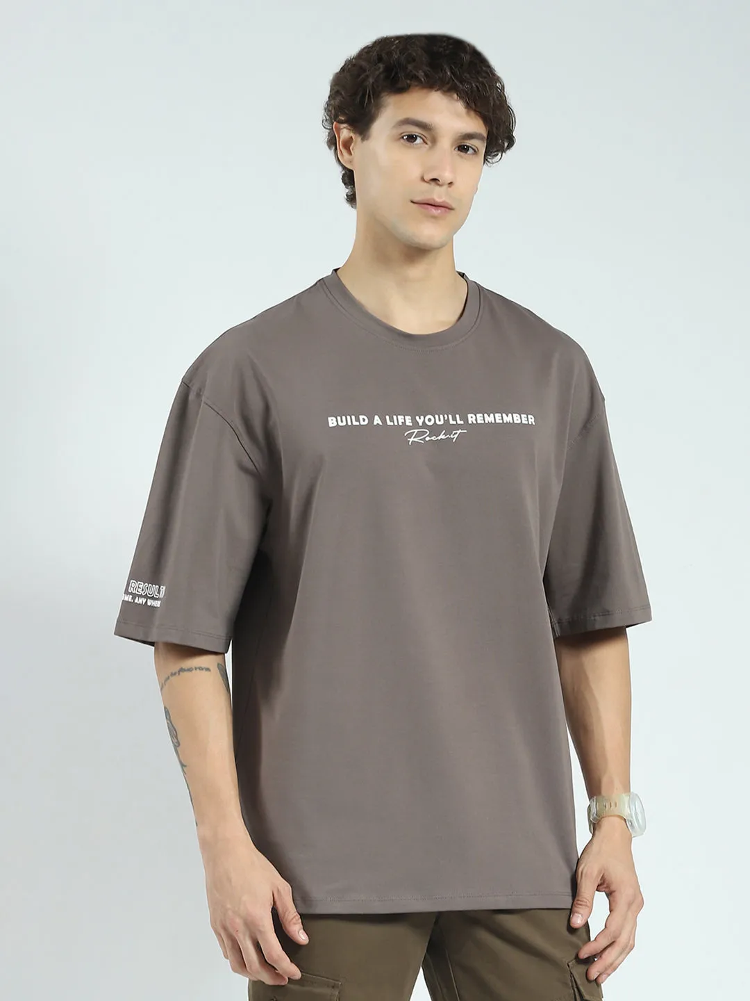 Rock.it Men Grey Printed Round Neck Half Sleeve T-Shirt sold by Monte Carlo product image thumbnail 4