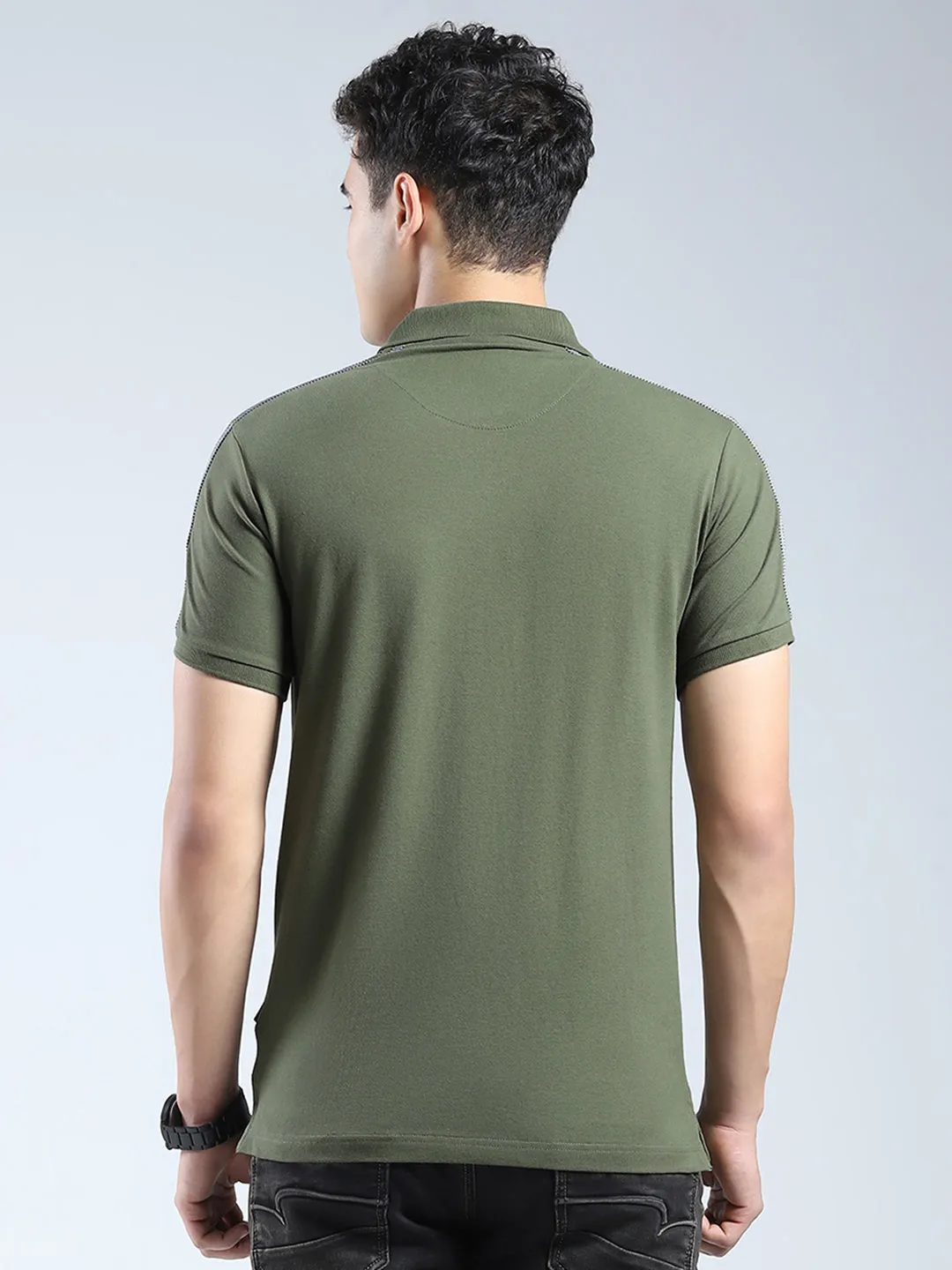 Rock.it Men Olive Solid Collar Half Sleeve T-Shirt sold by Monte Carlo product image thumbnail 5