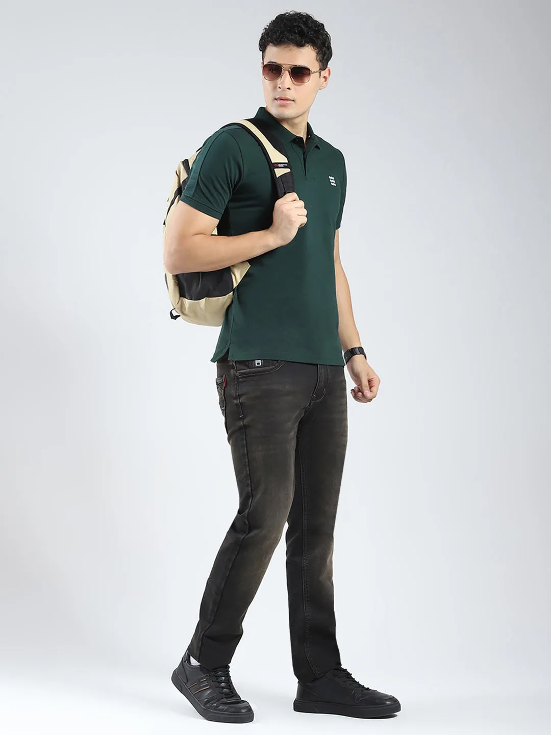 Rock.it Men Green Solid Collar Half Sleeve T-Shirt sold by Monte Carlo product image thumbnail 2