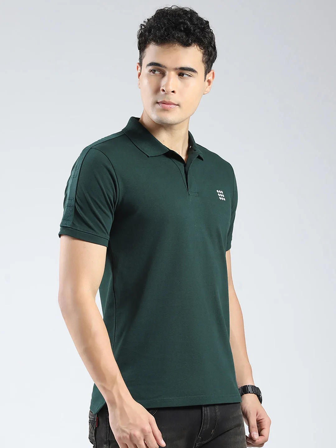 Rock.it Men Green Solid Collar Half Sleeve T-Shirt sold by Monte Carlo product image thumbnail 4
