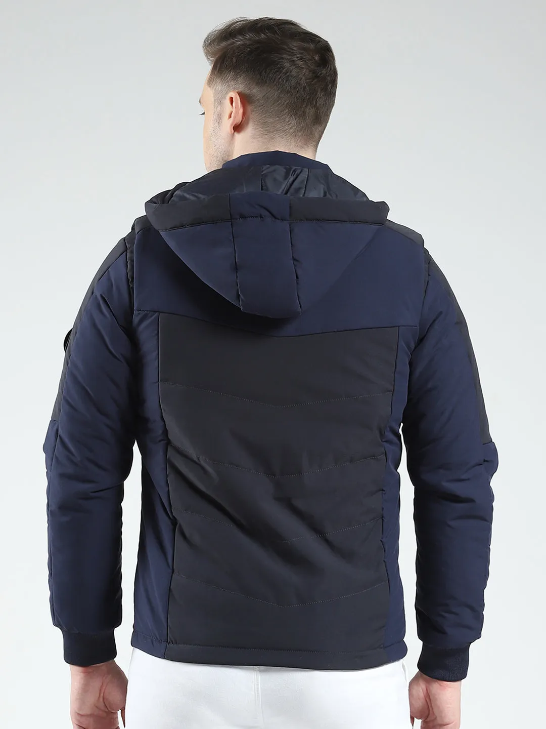 Men Black Solid Hooded Full Sleeve Jacket sold by Monte Carlo product image thumbnail 5