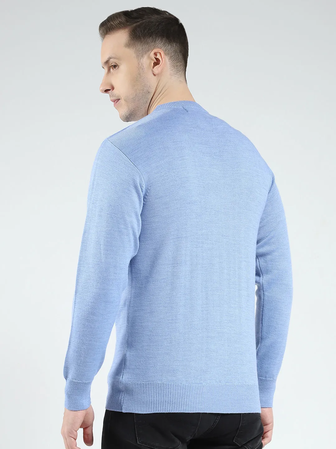 Men Blue Solid V Neck Full Sleeve Pullover sold by Monte Carlo product image thumbnail 5