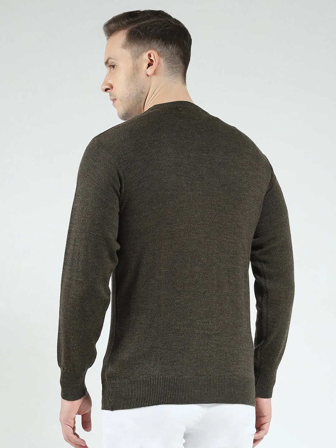 Men Green Solid V Neck Full Sleeve Pullover sold by Monte Carlo product image thumbnail 5