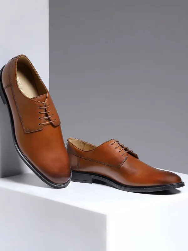 Men Tan Lace Up Genuine Leather Formal Derby sold by Monte Carlo