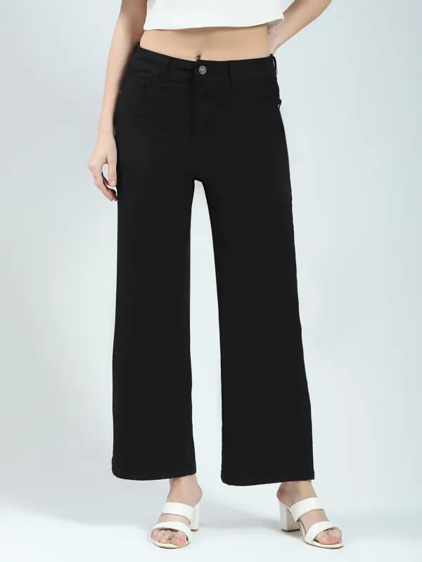 Women Black Solid Regular Fit Denim sold by Monte Carlo