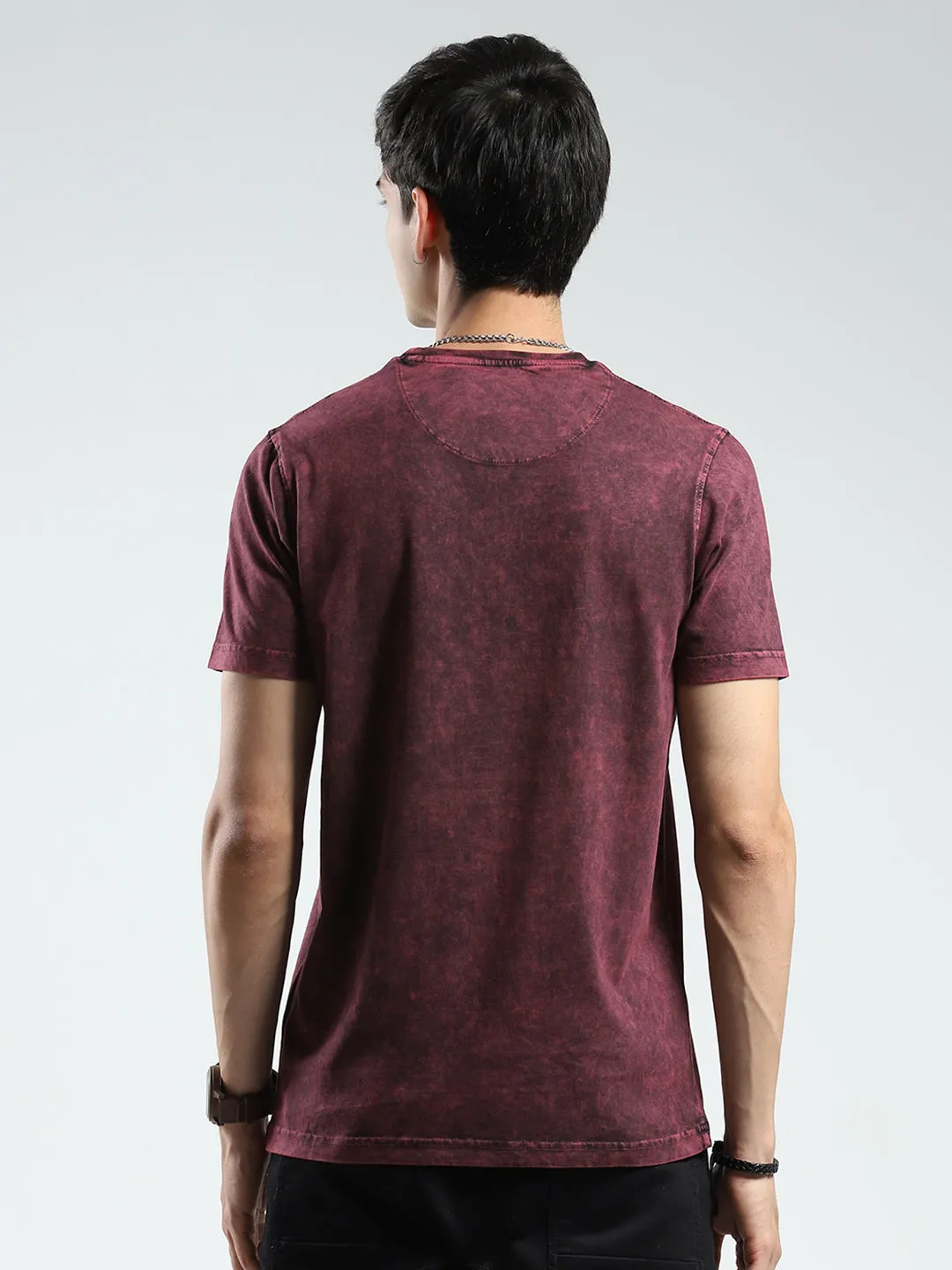Men Maroon Printed Round Neck Half Sleeve T-Shirt sold by Monte Carlo product image thumbnail 5