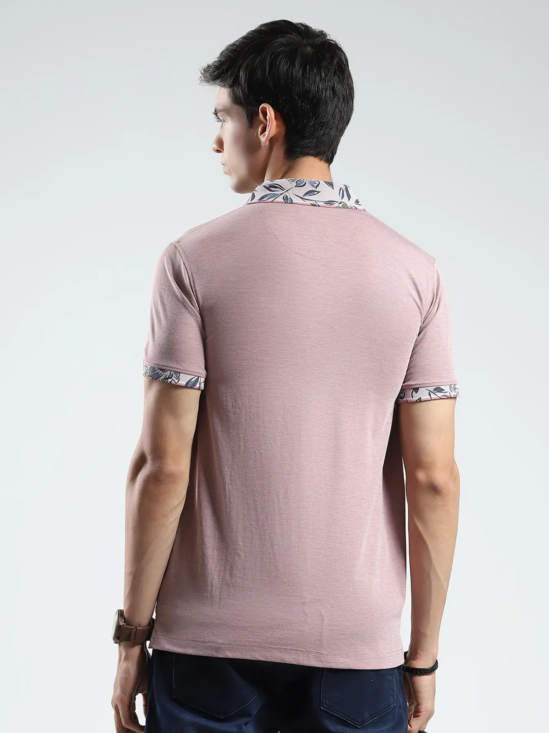 Men Pink Printed Collar Half Sleeve T-Shirt sold by Monte Carlo product image thumbnail 5