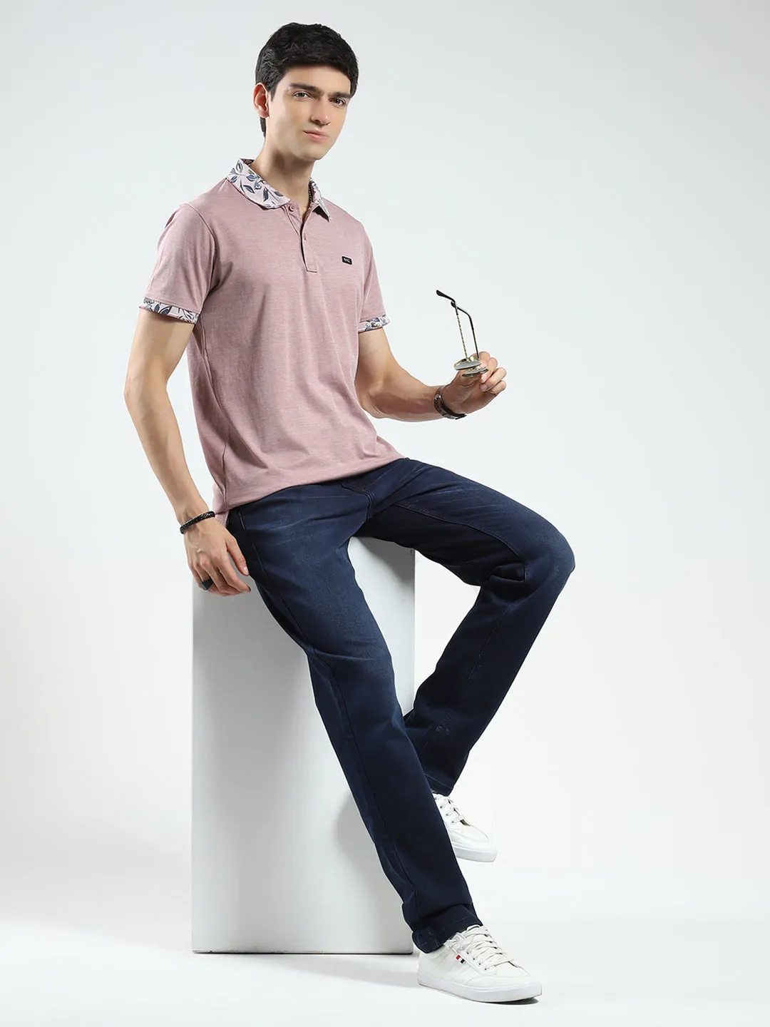 Men Pink Printed Collar Half Sleeve T-Shirt sold by Monte Carlo product image thumbnail 2