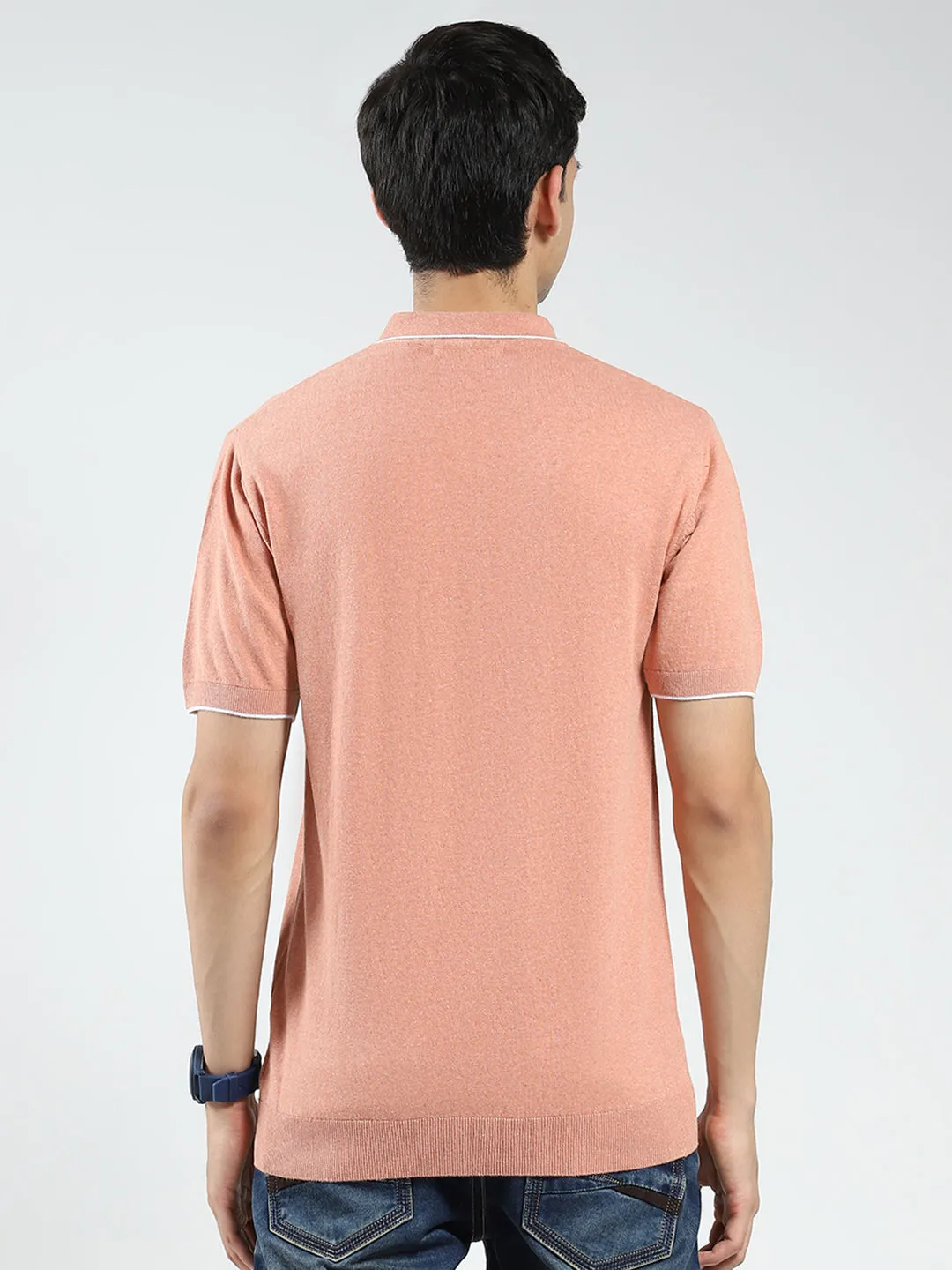 Men Coral Solid Collar Half Sleeve T-Shirt sold by Monte Carlo product image thumbnail 5