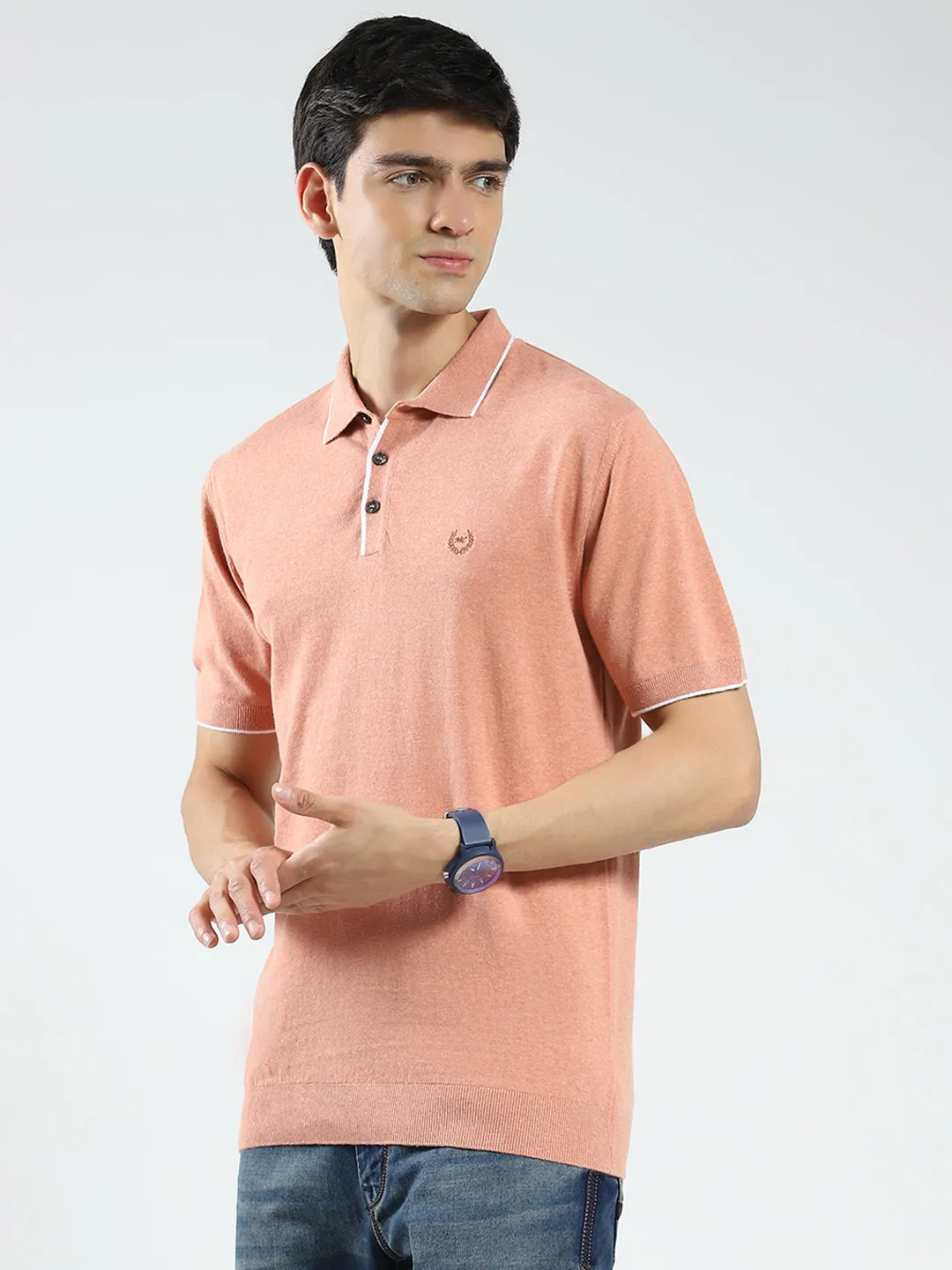 Men Coral Solid Collar Half Sleeve T-Shirt sold by Monte Carlo product image thumbnail 3