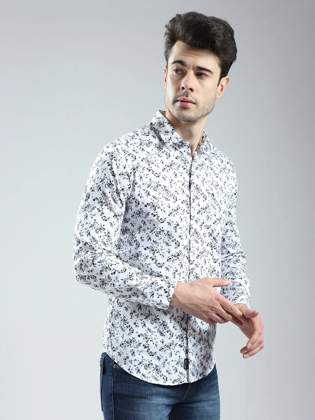 Men White Printed Collar Full Sleeve Shirt sold by Monte Carlo product image thumbnail 4