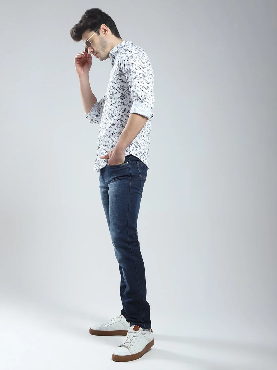 Men White Printed Collar Full Sleeve Shirt sold by Monte Carlo product image thumbnail 2