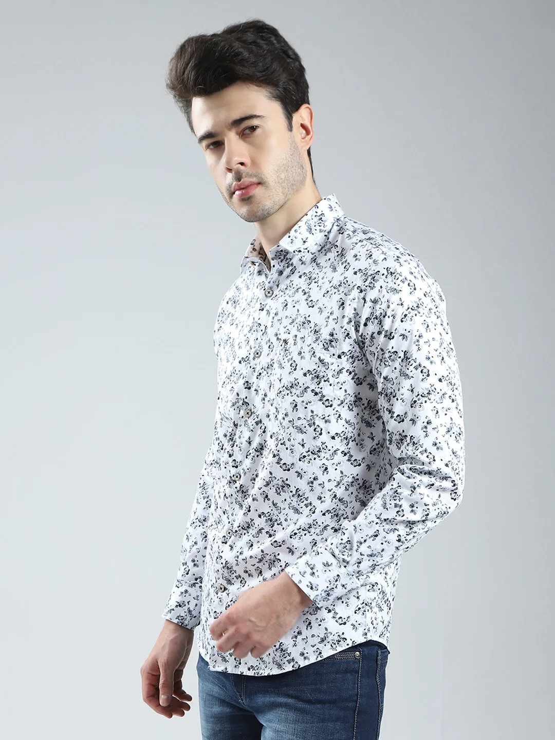 Men White Printed Collar Full Sleeve Shirt sold by Monte Carlo product image thumbnail 3