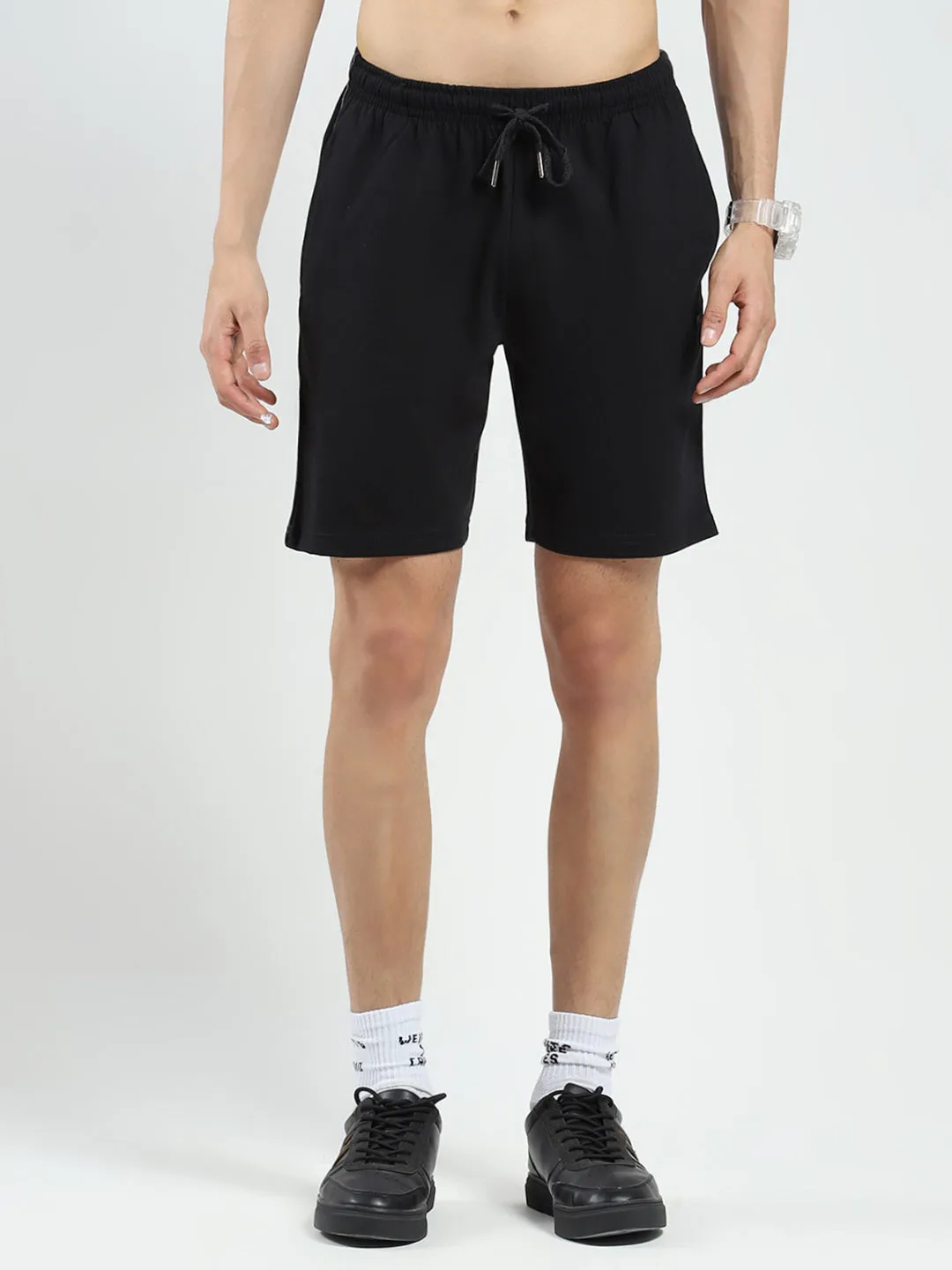 Men Black Solid Regular Fit Bermuda sold by Monte Carlo