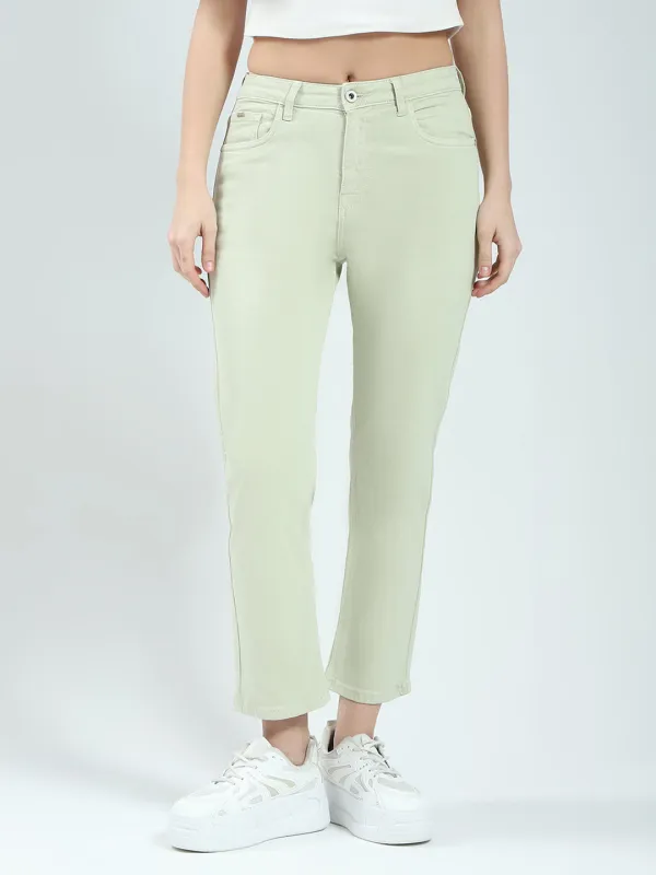 Women Green Solid Slim Fit Denim made by Monte Carlo