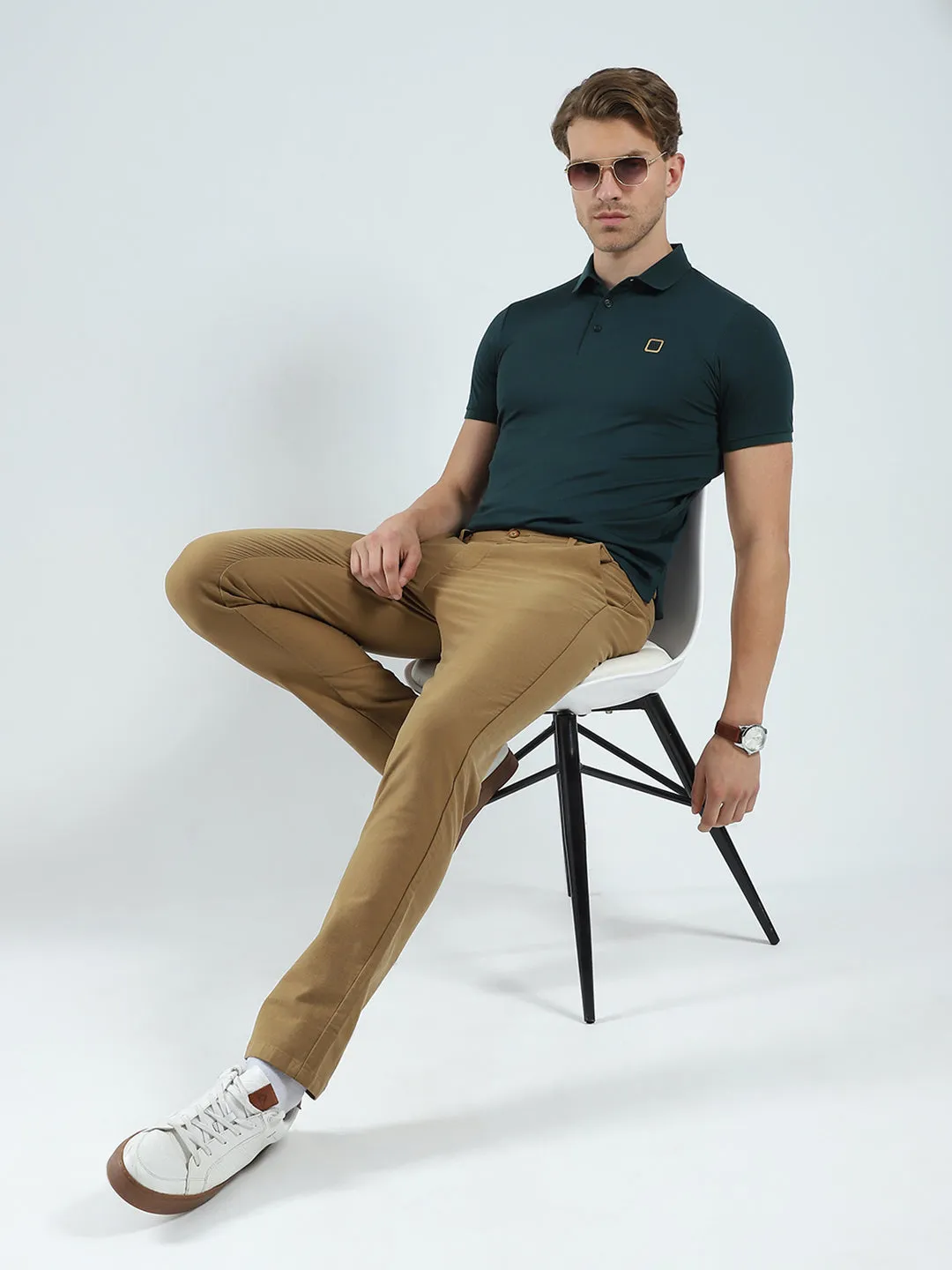Men Green Solid Collar Half Sleeve T-Shirt sold by Monte Carlo product image thumbnail 2