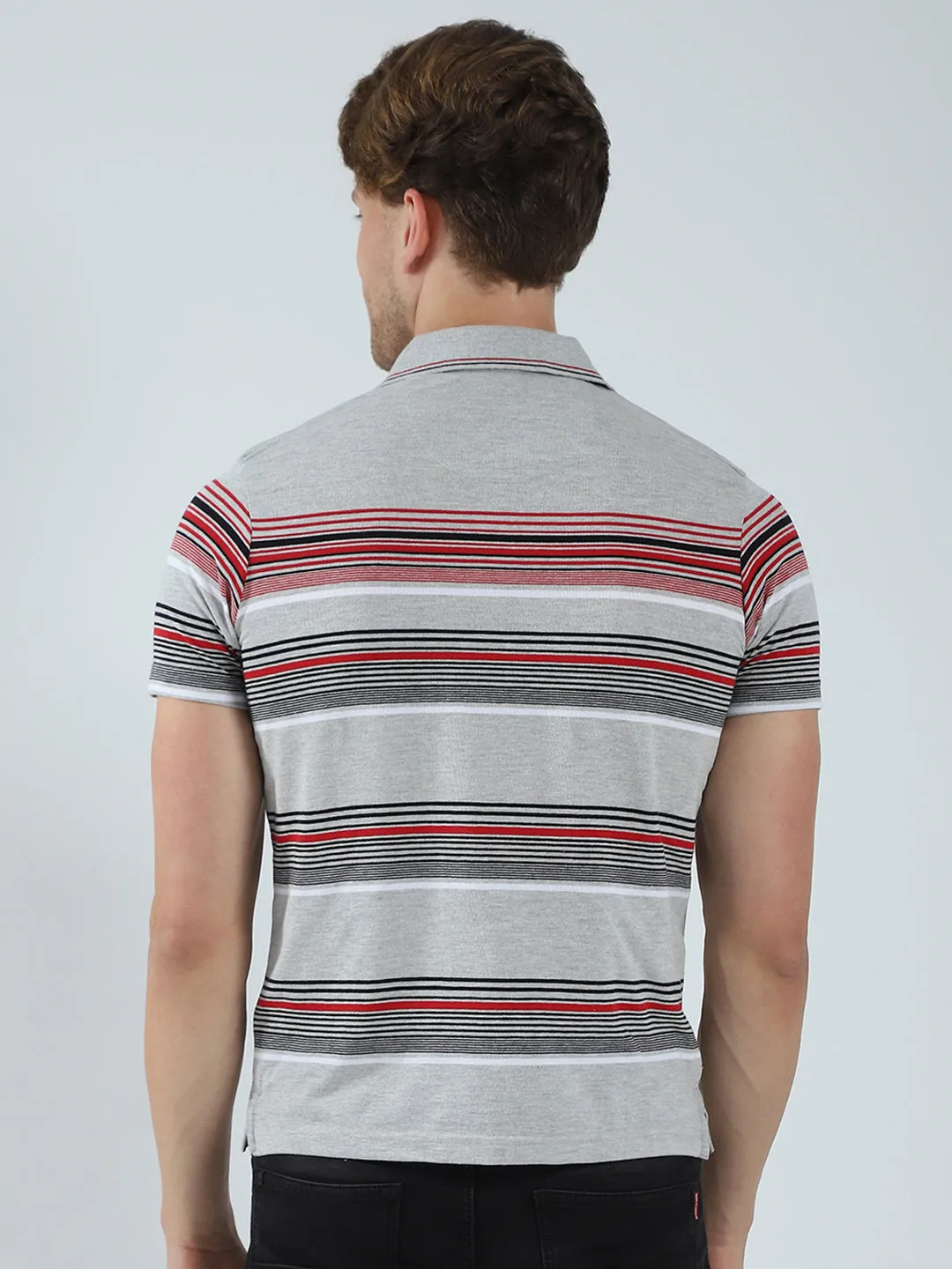 Men Grey Stripe Collar Half Sleeve T-Shirt sold by Monte Carlo product image thumbnail 5